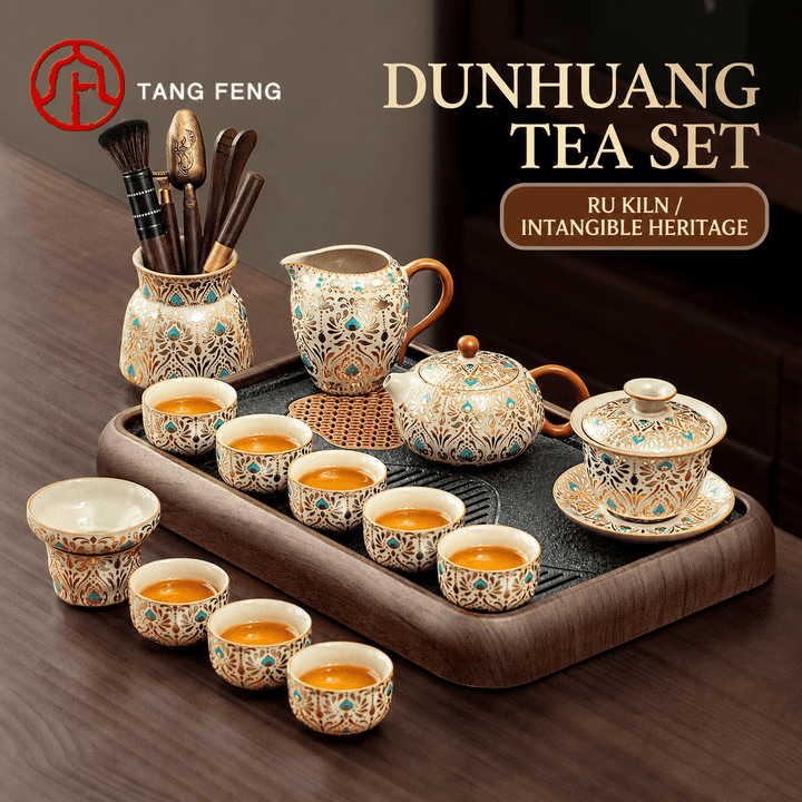 Dunhuang Phoenix Ru Kiln Ceramic Gongfu Tea Set